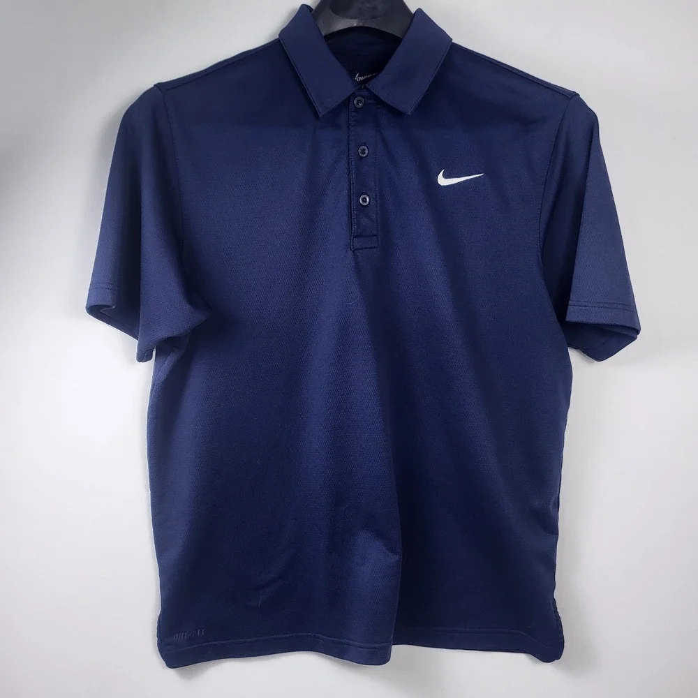 Nike‎ DRI-FIT Activewear Polo Shirt Mens Large Blue Short Sleeve